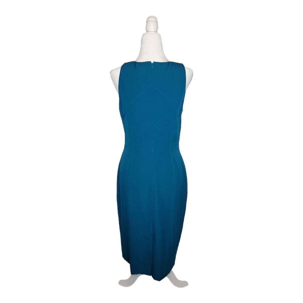Adrianna Papell women’s size 10 jewel neck sleeveless teal sheath dress lined - Picture 4 of 12